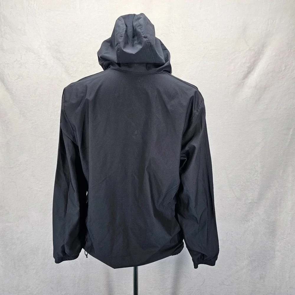 Adidas Black Men's Large‎ Hooded Half Zip Windbreaker Mesh Zip Pouch Running